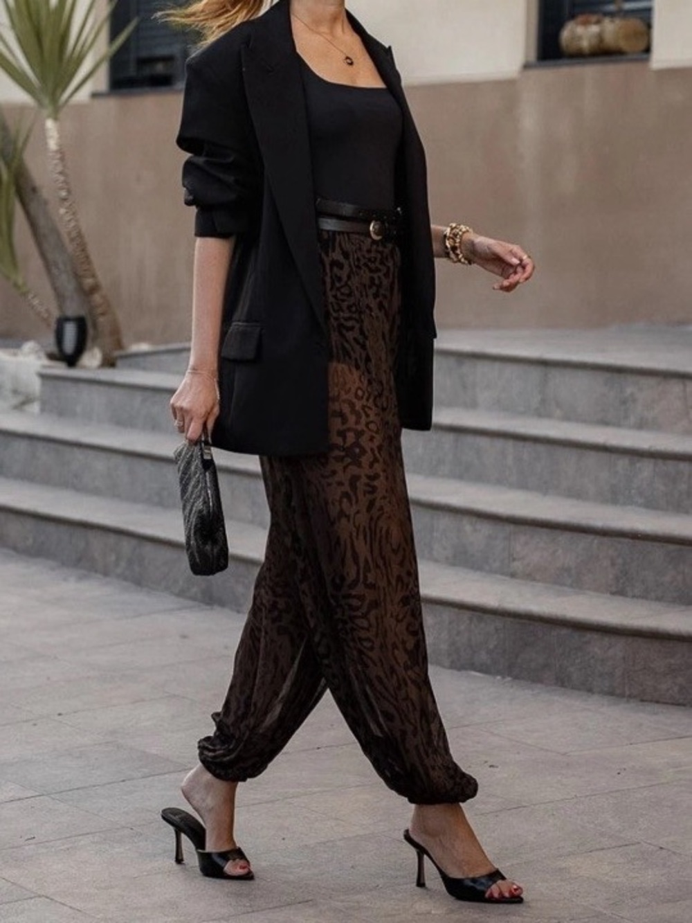 Zara ZW Collection Wide-Leg Animal Print Balloon Pants
